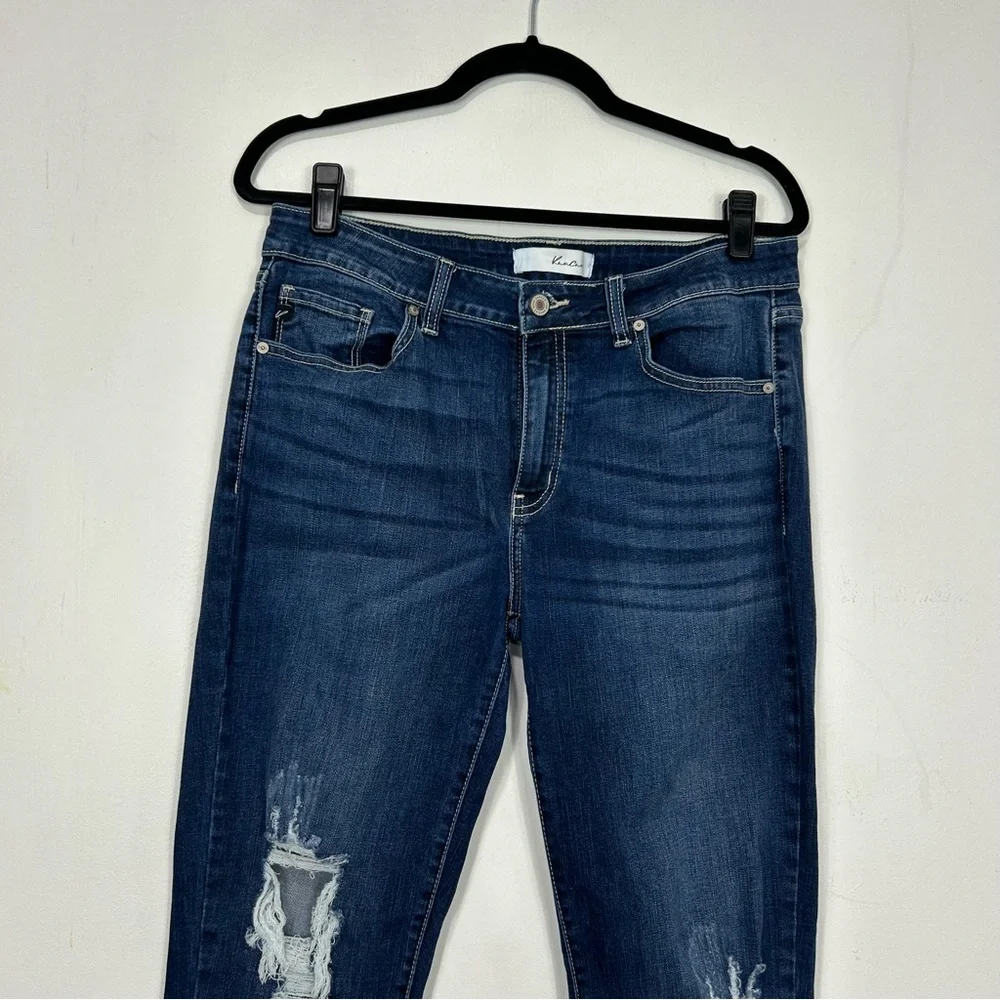 KANCAN dark wash distressed skinny jeans AA11